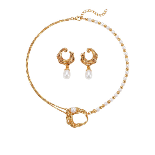 Golf Sieradenset – 925 Sterling Zilver Goud Vergulde Ketting en Oorbellen