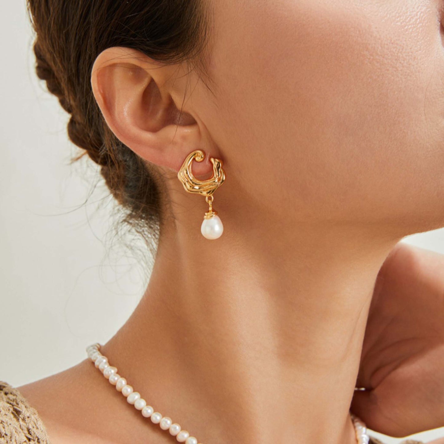Golf Sieradenset – 925 Sterling Zilver Goud Vergulde Ketting en Oorbellen